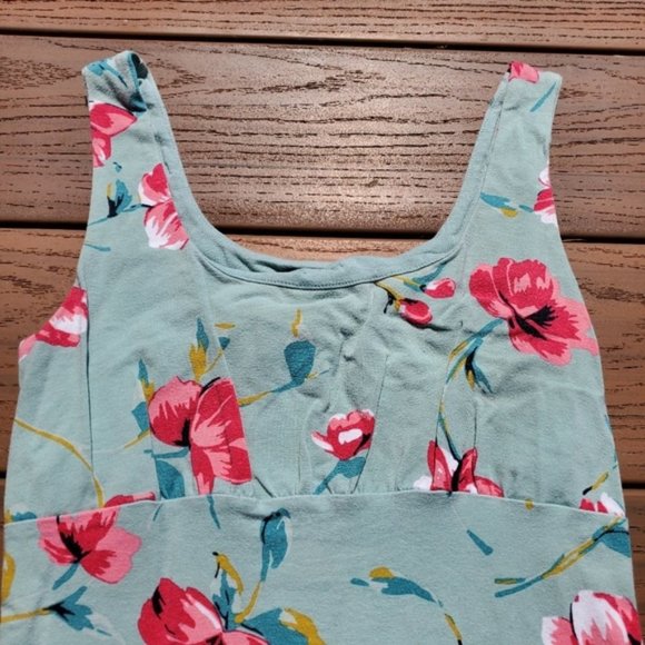 Express Pink Floral Green Tank Top Shelf Bra Poppy Shirt Casual Preppy Pastel XS - Picture 6 of 8